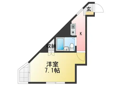 フローリッシュ(1K/1階)の間取り写真