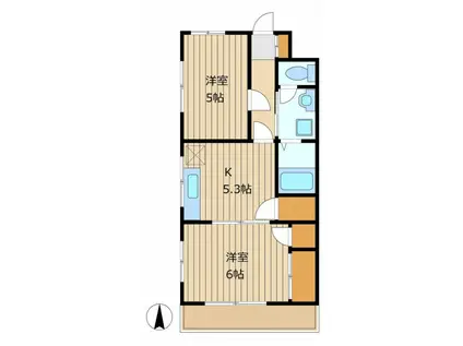 コーポ富士(2K/2階)の間取り写真