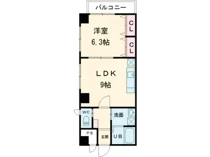 アミティ桜(1LDK/8階)の間取り写真