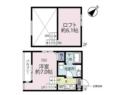 CHALET新検見川(2K/1階)の間取り写真