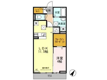 グランクレール高砂(1LDK/1階)の間取り写真