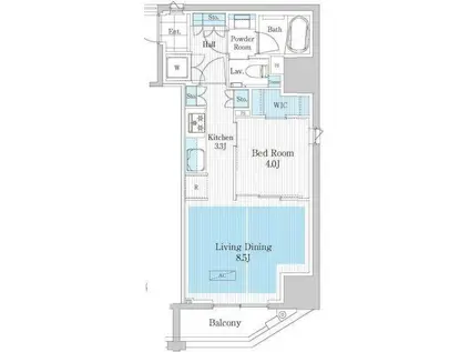 パークアクシス浅草橋II(1LDK/3階)の間取り写真