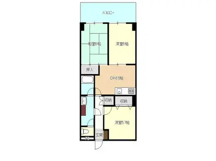 ダイアパレス大川前(3DK/2階)の間取り写真