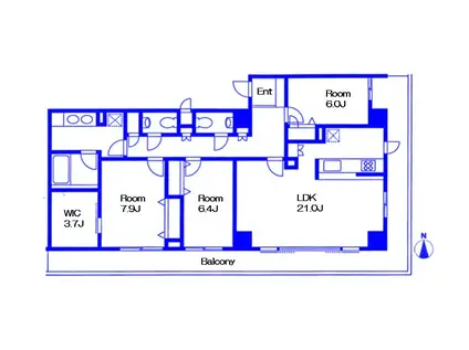 辻村屋ビル(3LDK/7階)の間取り写真
