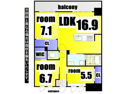 FAMILIE ファミリエ(3LDK/9階)の間取り写真