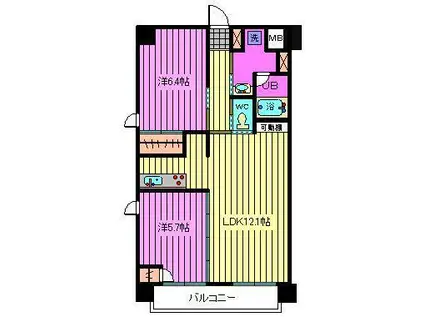 エフガーデン(2LDK/7階)の間取り写真