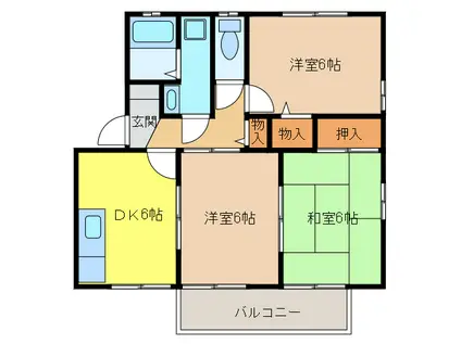 ジュセル稲木(3DK/2階)の間取り写真