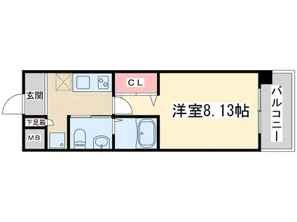 ウインズコート新大阪(1K/3階)の間取り写真