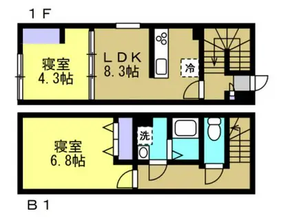 KIIRO千駄木(1SLDK/1階)の間取り写真