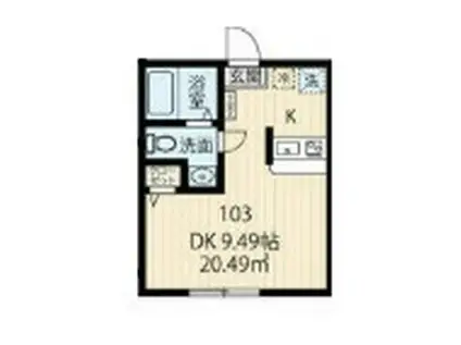 ラフィーネ上大岡IIB棟(ワンルーム/1階)の間取り写真