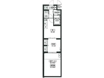 ルガール我孫子(1DK/1階)の間取り写真