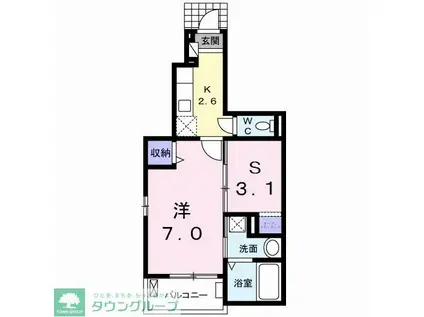 グレイスII(1SK/1階)の間取り写真