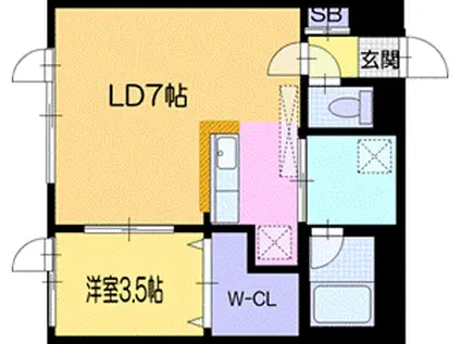 S-RESIDENCE厚別南(1LDK/4階)の間取り写真