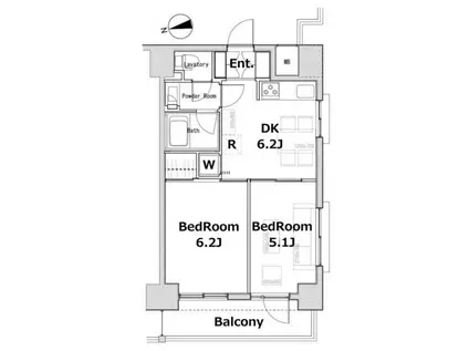 ソサエティ蔵前(2DK/2階)の間取り写真