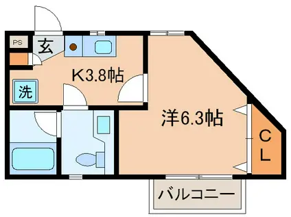 ハイコート日吉(1K/2階)の間取り写真