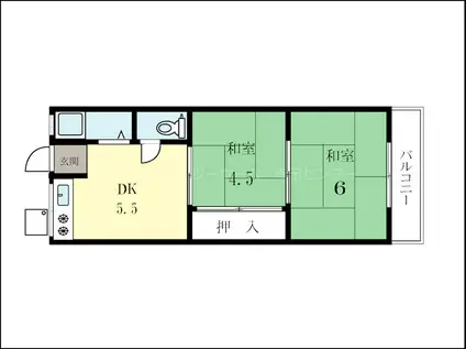 コーポラスウエダ(2DK/1階)の間取り写真