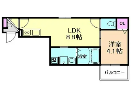 GLORIA HANATENII(1LDK/2階)の間取り写真