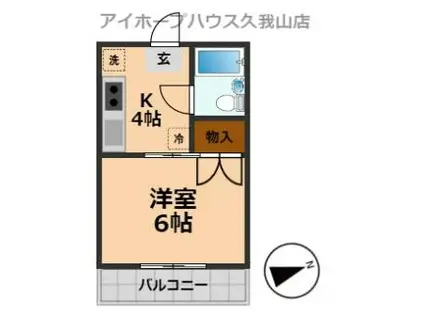 パインヒルハイム(1K/2階)の間取り写真