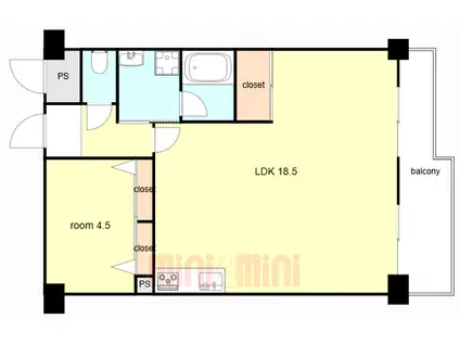 魚崎レックスマンション1号棟(1LDK/2階)の間取り写真