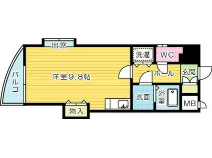 ギャラン小文字(ワンルーム/11階)の間取り写真