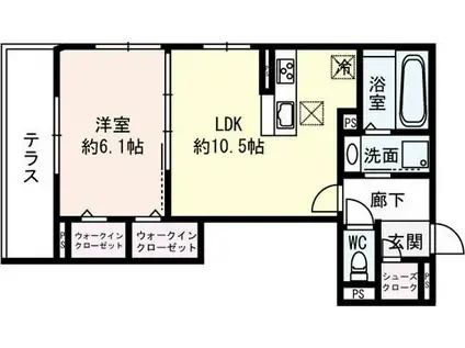 ラヴィベル本堅田(1LDK/3階)の間取り写真