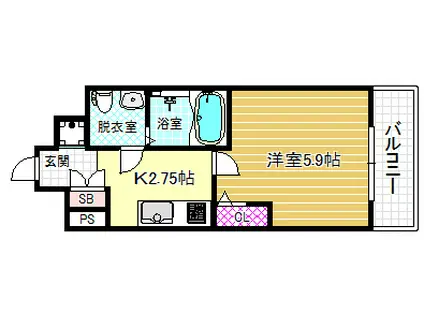 ARISTO扇町(1K/2階)の間取り写真