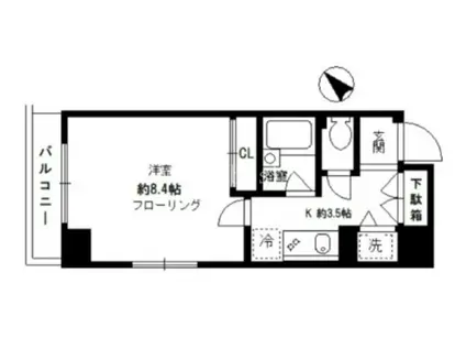 クレール目黒(1K/4階)の間取り写真