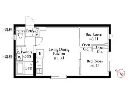 カーサグラッツェ杉並和田(2LDK/3階)の間取り写真