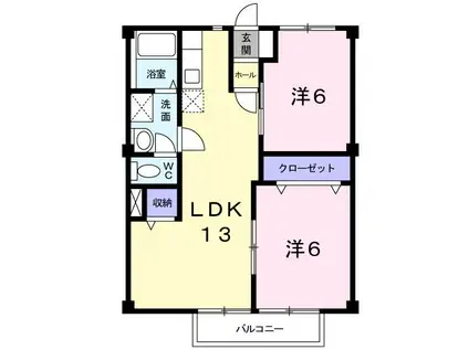 セラブールIV(2LDK/1階)の間取り写真