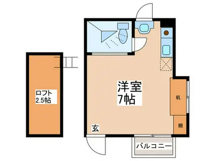 ベルナハイツ(ワンルーム/2階)の間取り写真