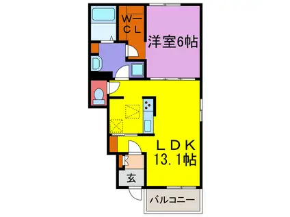 ジュワイユー・ベルIII(1LDK/1階)の間取り写真