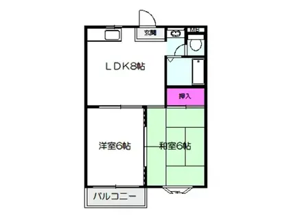 ハイムM&K今津(2DK/3階)の間取り写真