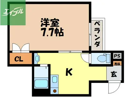 BRAVASーI(1K/3階)の間取り写真
