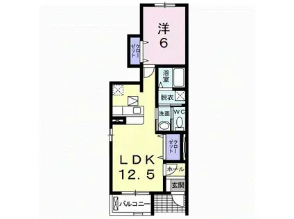 プリムローズ・U(1LDK/1階)の間取り写真