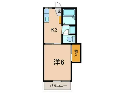 カーサ仁川(1K/1階)の間取り写真