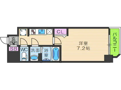 ファステートNAMBA華月(1K/3階)の間取り写真