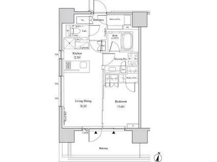 ザ・パークハビオ代々木(1LDK/4階)の間取り写真