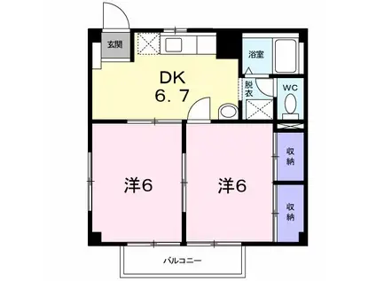 メゾンコンフォール1(2DK/2階)の間取り写真