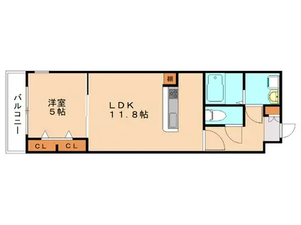 シャンテ・ベルジュ(1LDK/1階)の間取り写真