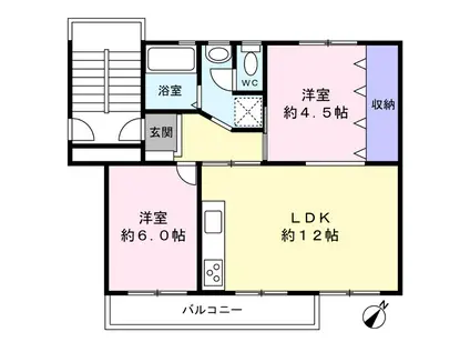 金杉台団地(2LDK/5階)の間取り写真