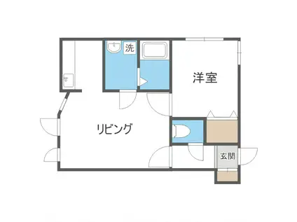 カラバオ白石(1LDK/1階)の間取り写真