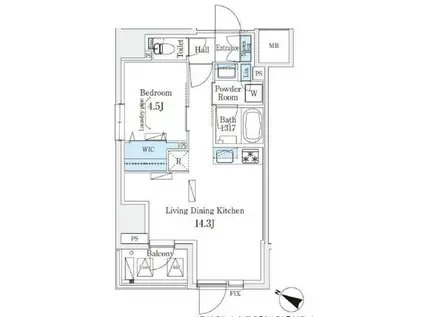 URBAN BREEZE 恵比寿 アーバンブリーズ恵比寿(2LDK/7階)の間取り写真