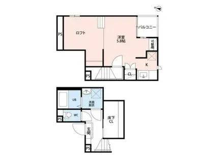 CB鳥栖グレーデ(1K/2階)の間取り写真