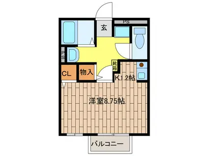 グランシャリオ(1K/1階)の間取り写真