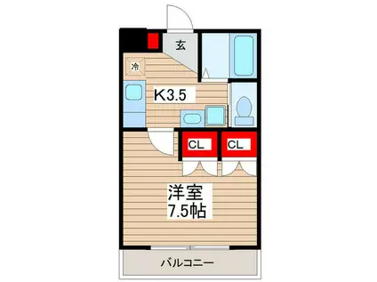 ル・ブール(1DK/1階)の間取り写真