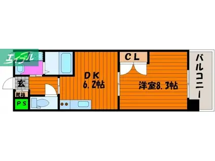 アトーレ野田(1DK/5階)の間取り写真