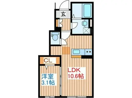 カーサ・フェリーチェ連坊(1LDK/1階)の間取り写真