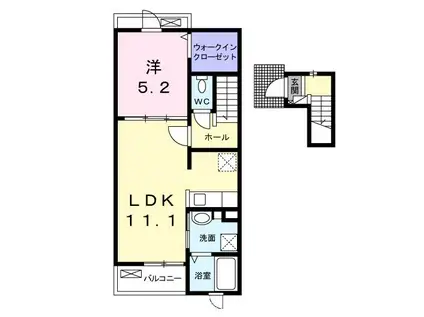 ヴィレ・ニ・カンパーニャII(1LDK/2階)の間取り写真