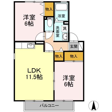 マリーガーデン(2LDK/2階)の間取り写真