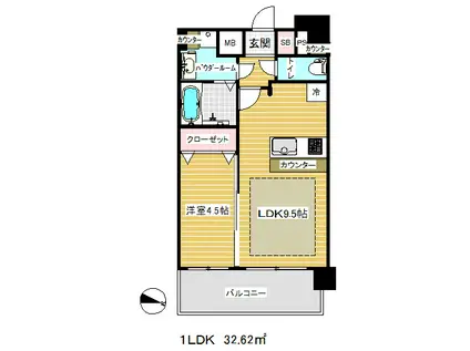 プレサンス三宮東フィール(1DK/12階)の間取り写真